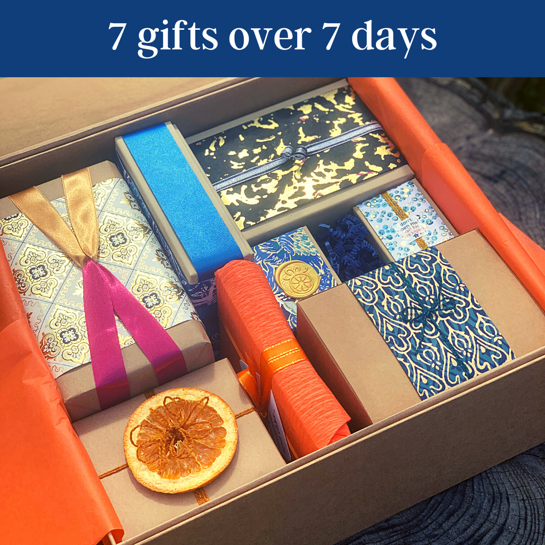 Inside of the 7-day deluxe countdown calendar for women